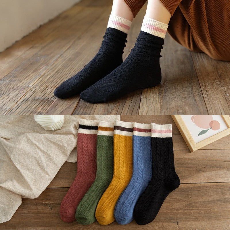 Women's Chunky-knit Rabbit-fur Ankle Socks Mid-calf Length