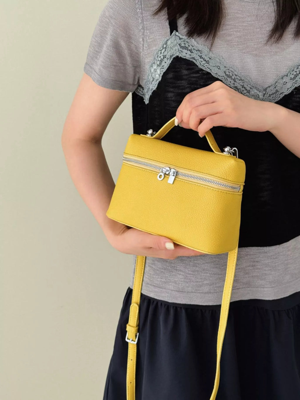 Textured Zipper Crossbody Bag
