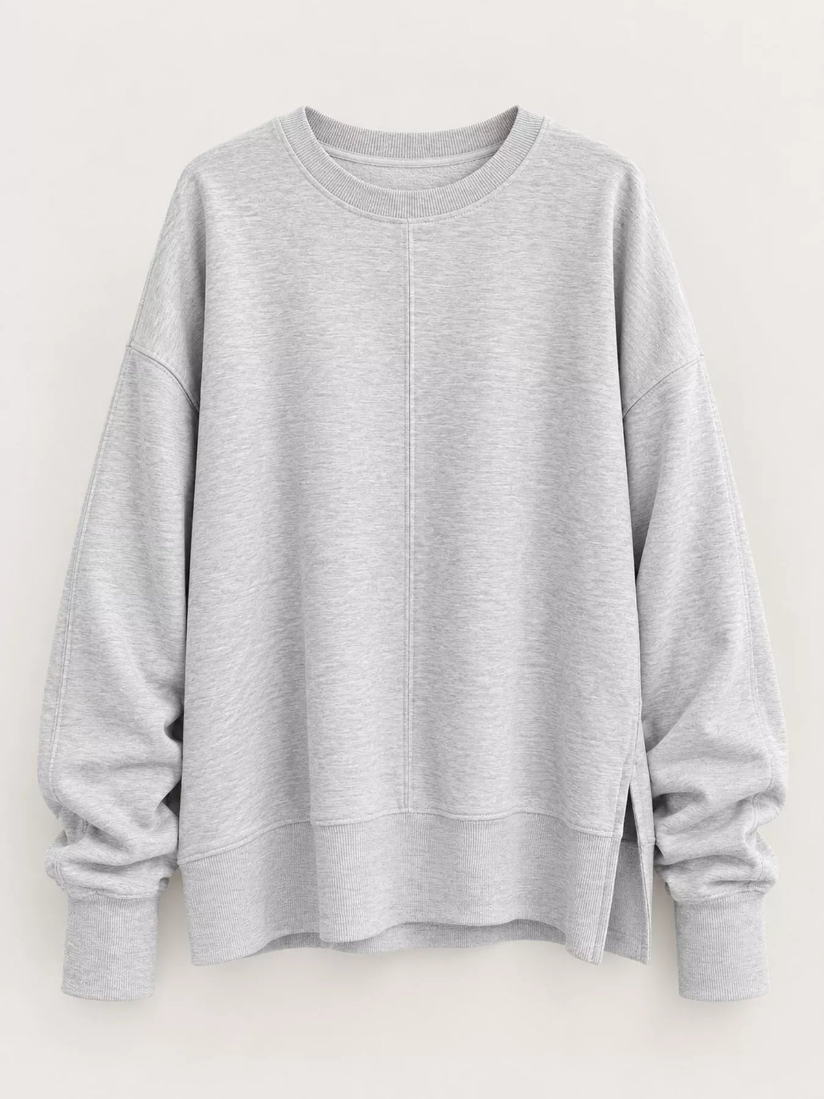 Oversized Crew Neck Sweatshirt with Side Slit