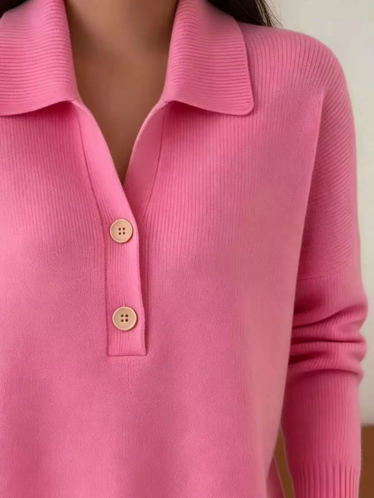 Ribbed Knit Button Detail Sweater