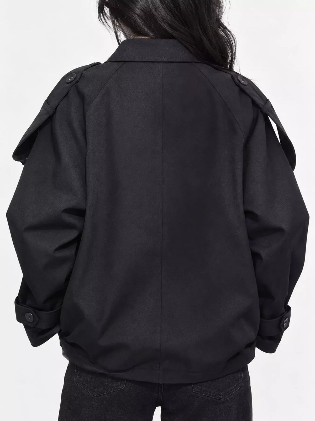 Double-Breasted Cropped Trench Jacket