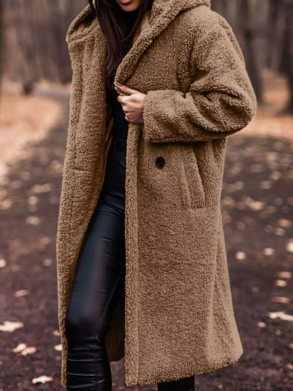 Teddy Bear Hooded Longline Outerwear