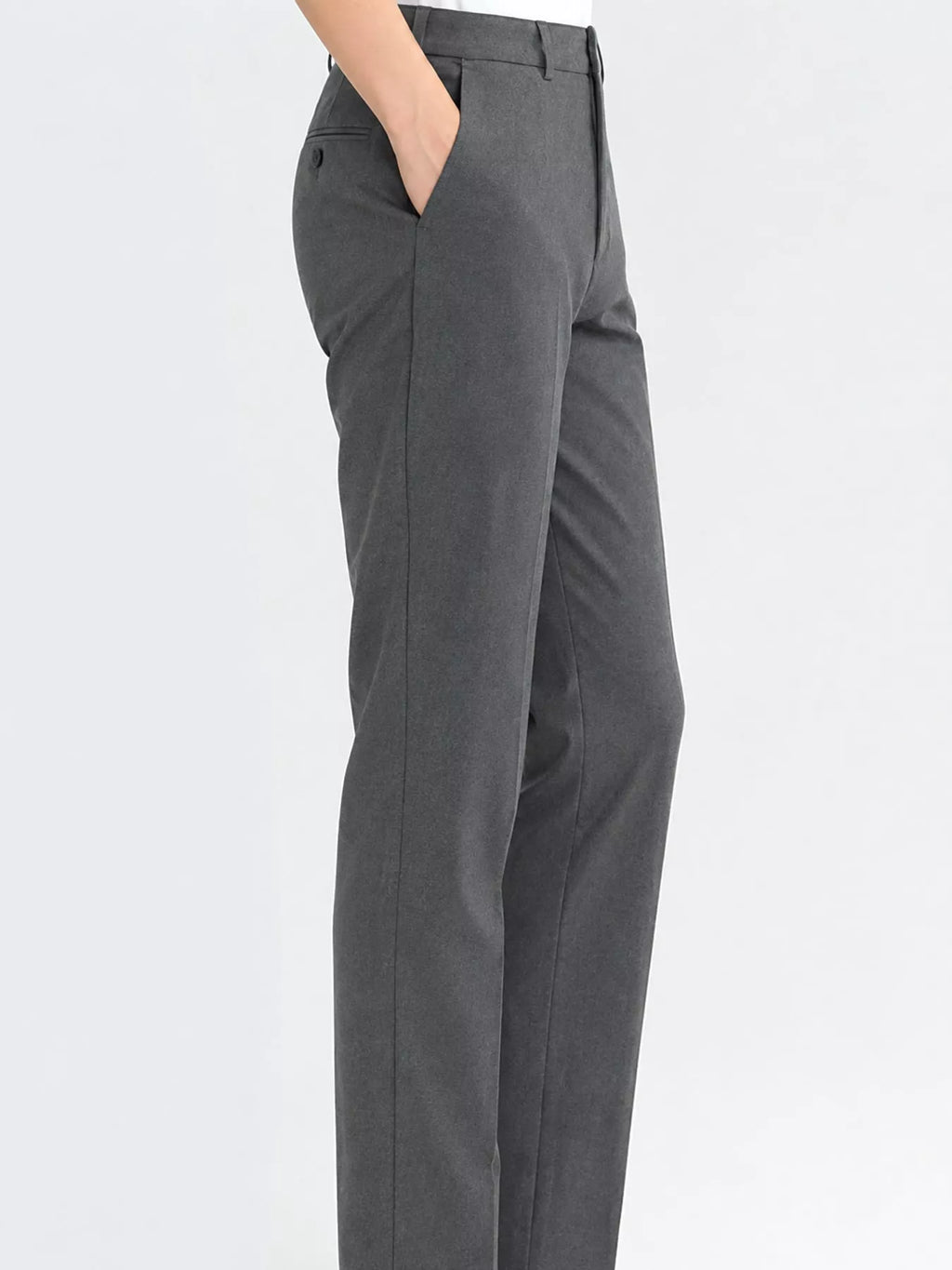 High-Waisted Straight Slim-Fit Pants