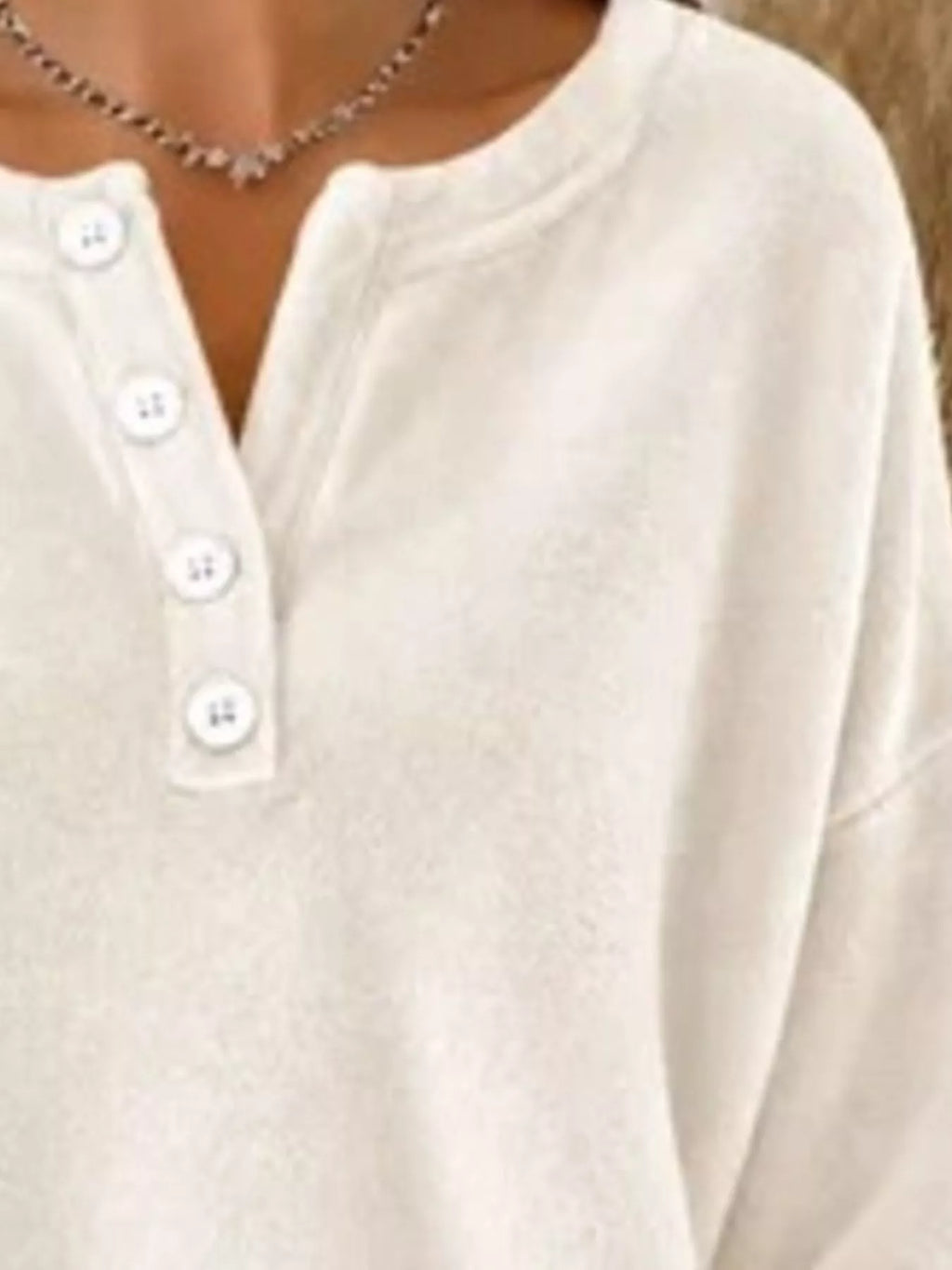 Button Detail Dropped Shoulder Sweatshirt