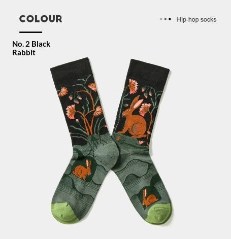 French Creative Socks Illustration Art Socks For Men And Women Couples
