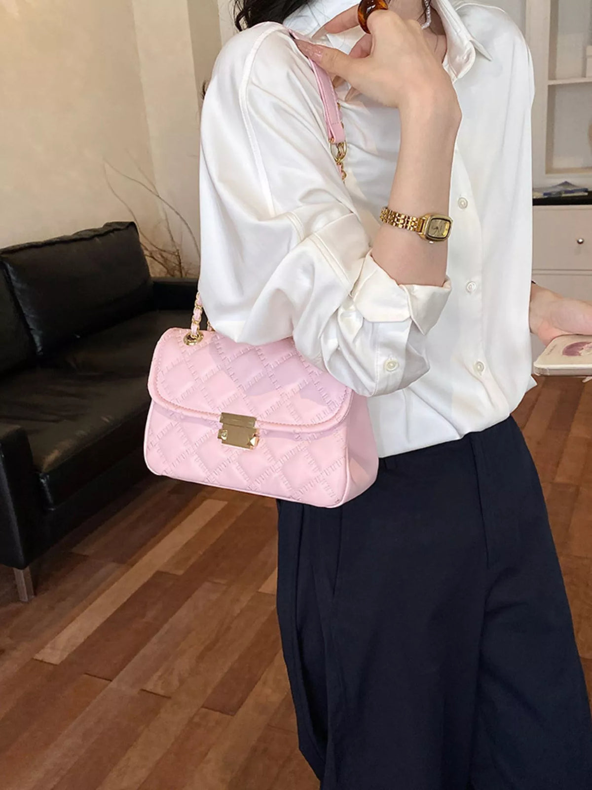 Quilted Chain Crossbody Bag
