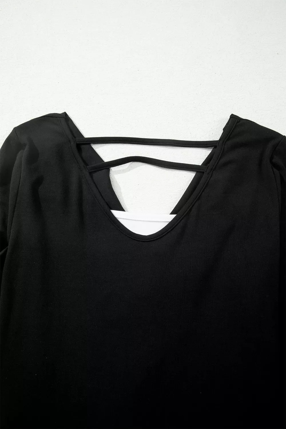 Color Block Drape V Neck Pleated Long Sleeve Top