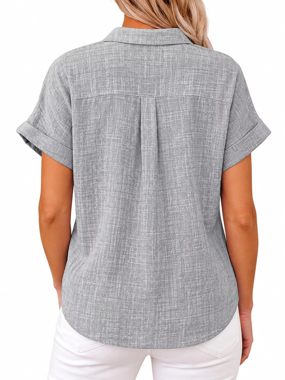 Full Size Button Up Short Sleeve Shirt Plus Size