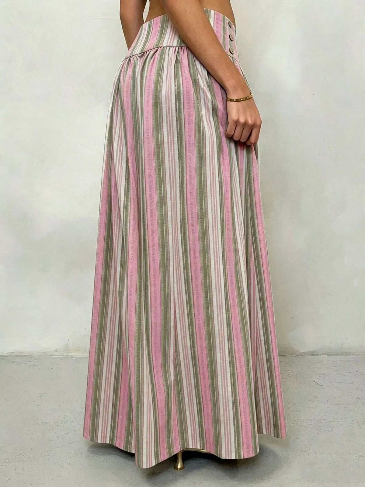 High-Waisted Striped Wide-Leg Casual Pants