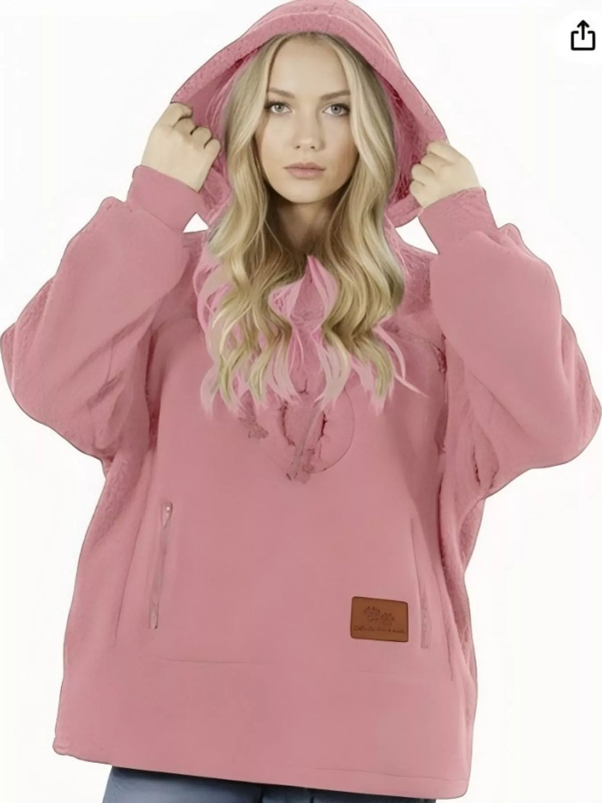 Full Size Fleece Pet-Carrying Hoodie with Cat Pouch Plus Size