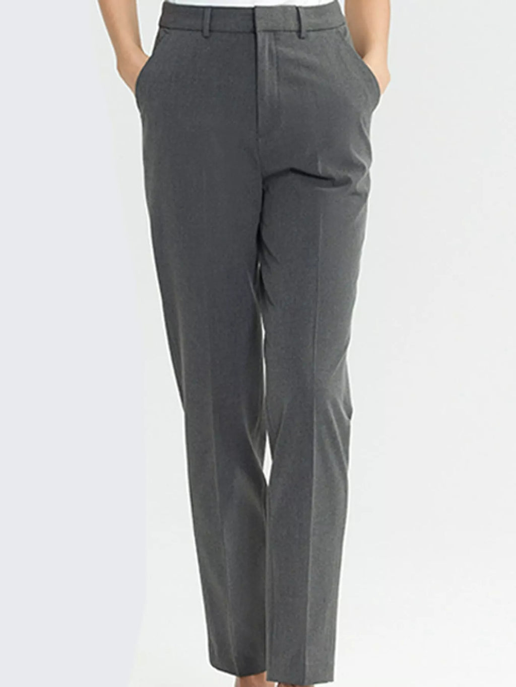 High-Waisted Straight Slim-Fit Pants