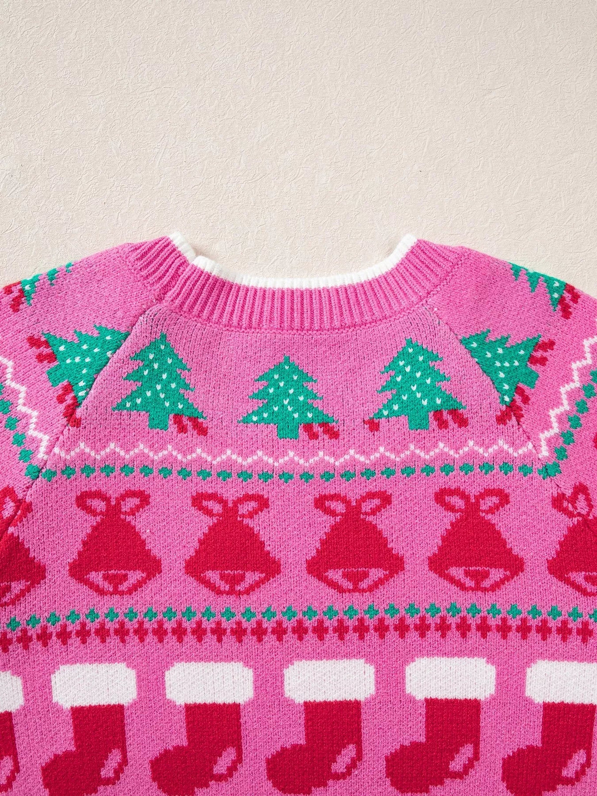 Christmas Holiday Graphic Round Neck Knit Sweater