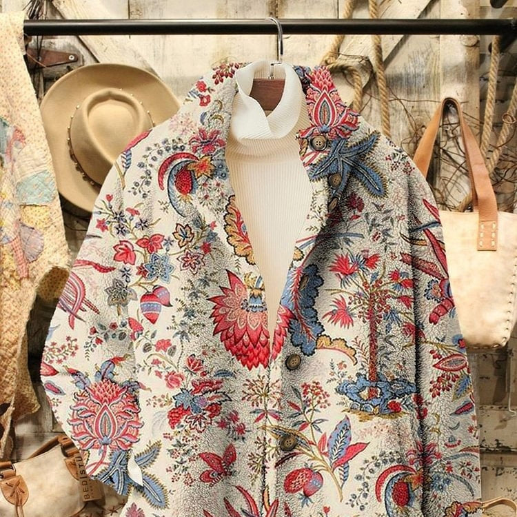 3D Pattern Flannel Coat Winter Women's Clothing