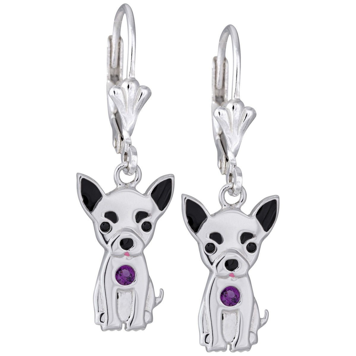 Sterling & Crystal Pup Earrings