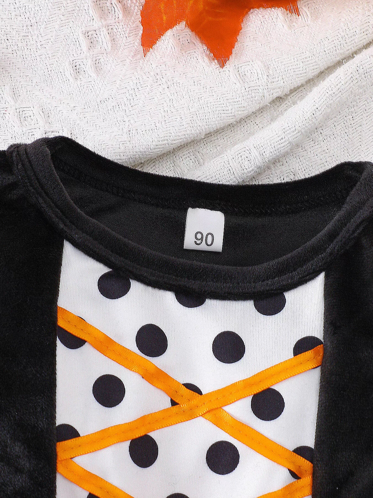 Children's Halloween Pumpkin Hooded Cape and Polka Dot Tulle Dress Set
