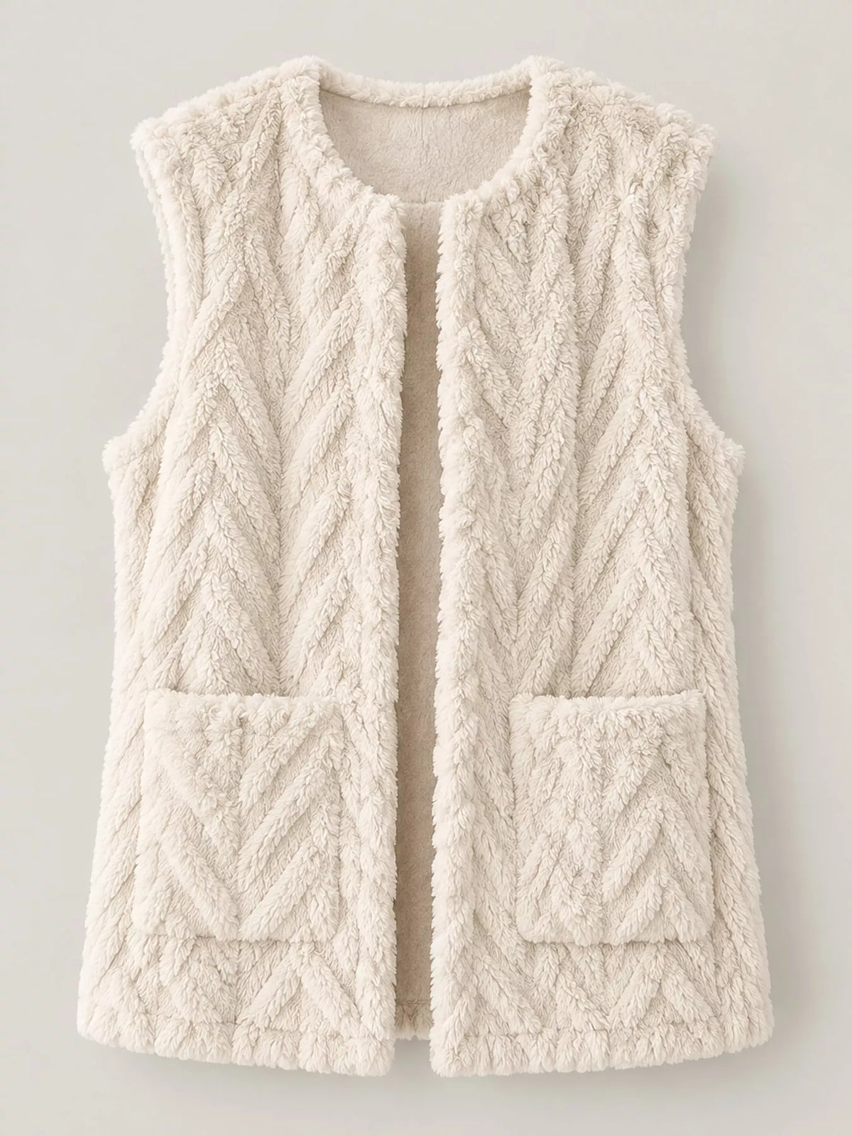 Sherpa Open Front Vest Coat