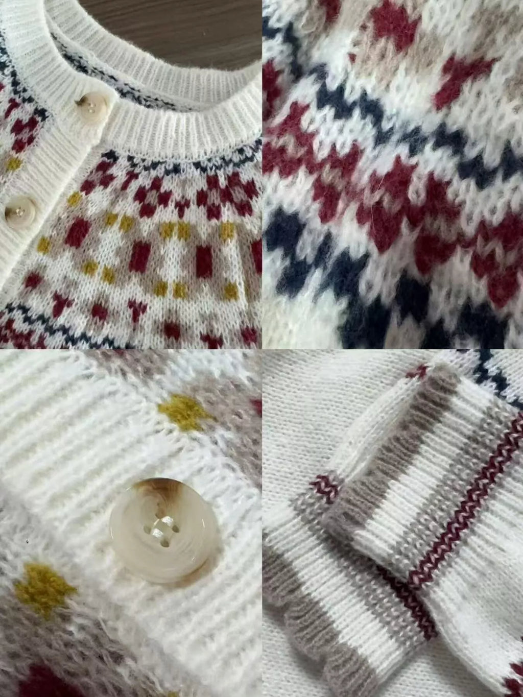 Fair Isle Patterned Button-Down Knit Cardigan