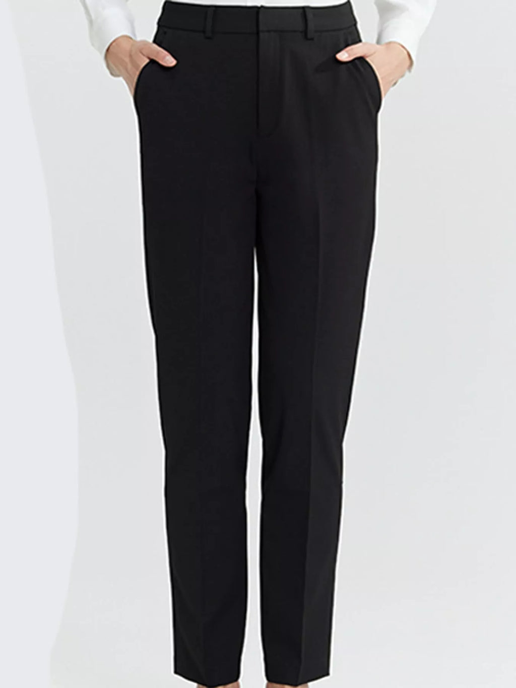 High-Waisted Straight Slim-Fit Pants