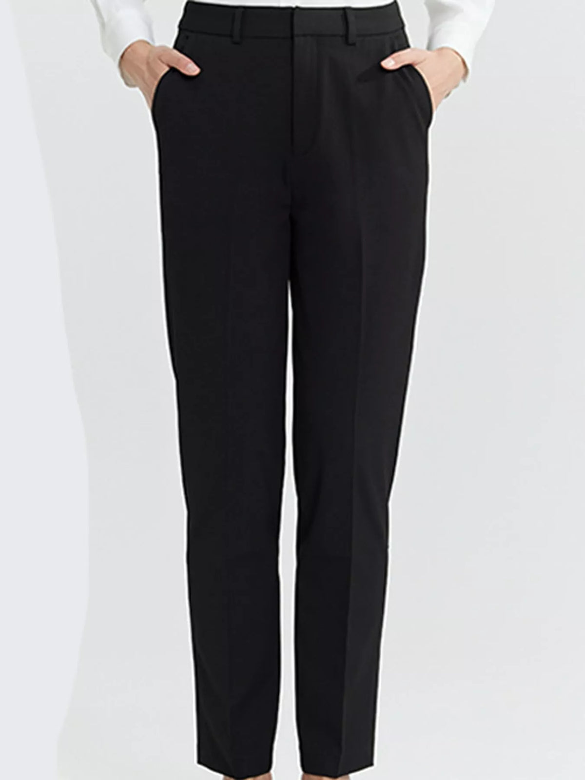 High-Waisted Straight Slim-Fit Pants