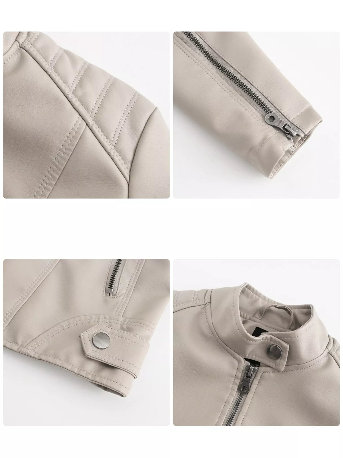 Full Size Slim Fit Faux Leather Moto Jacket Plus Size