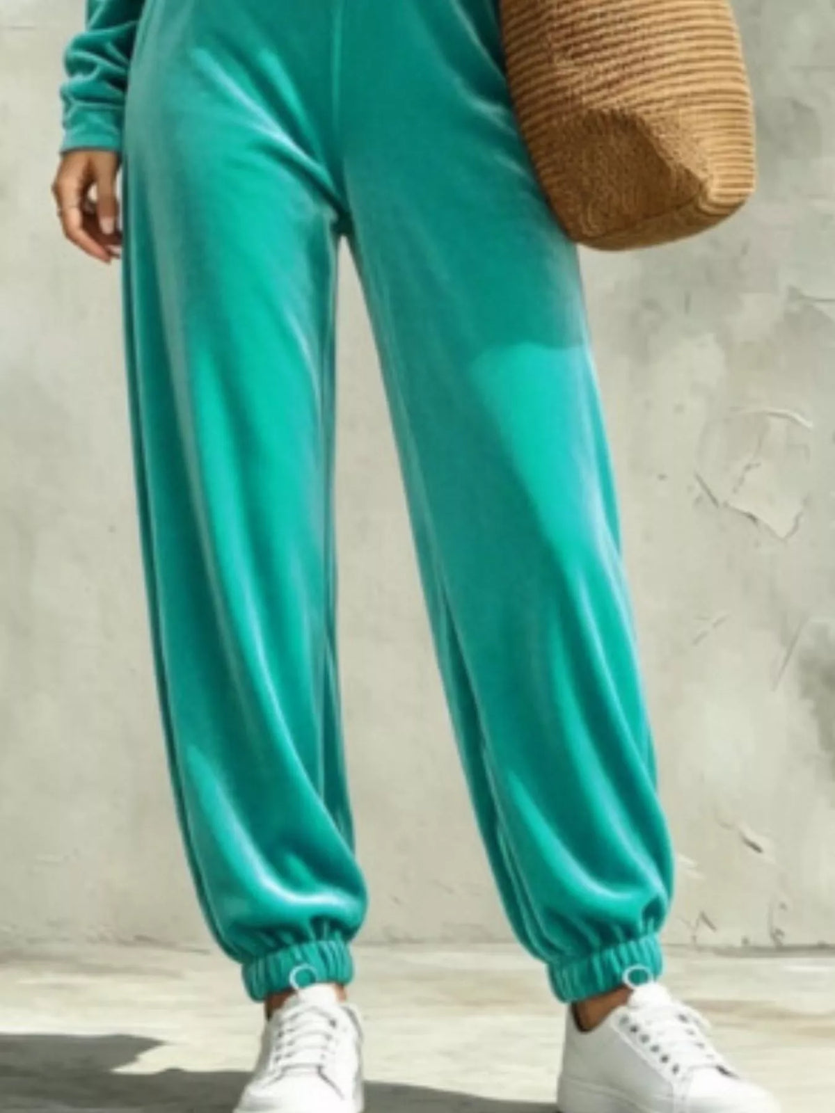 Full Size Velvet Cowl Neck Top and Pants Set Plus Size