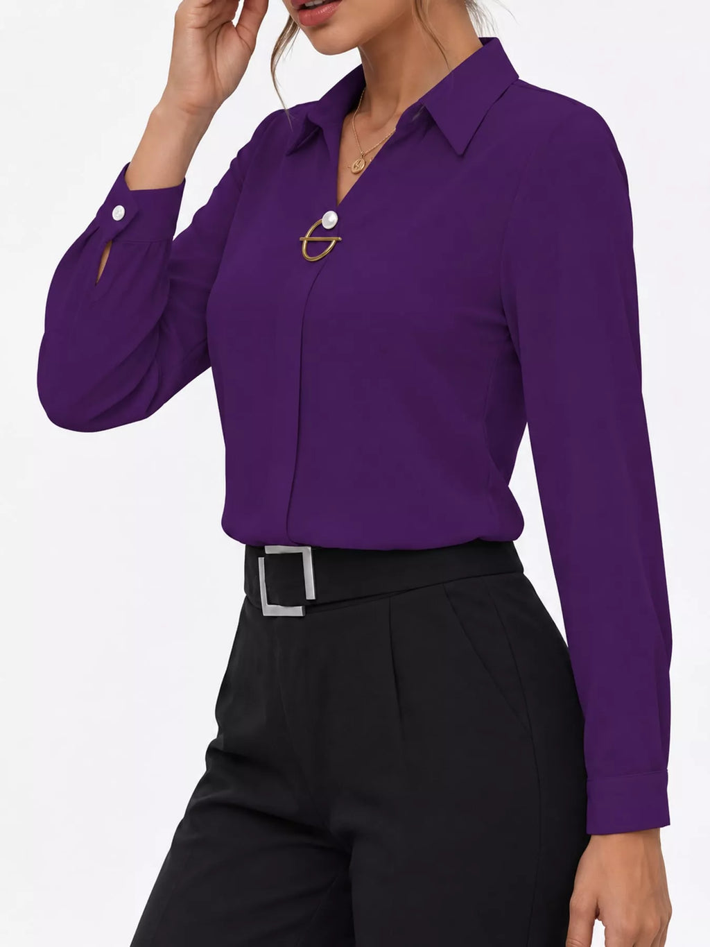 Long Sleeve Satin Blouse