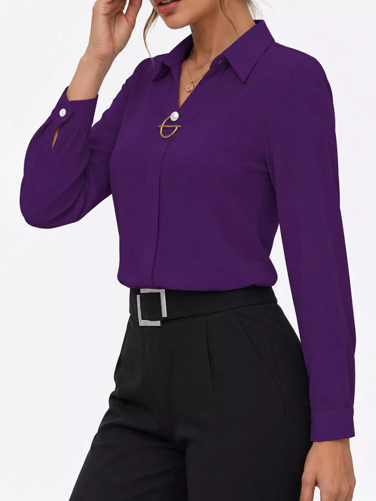 Long Sleeve Satin Blouse