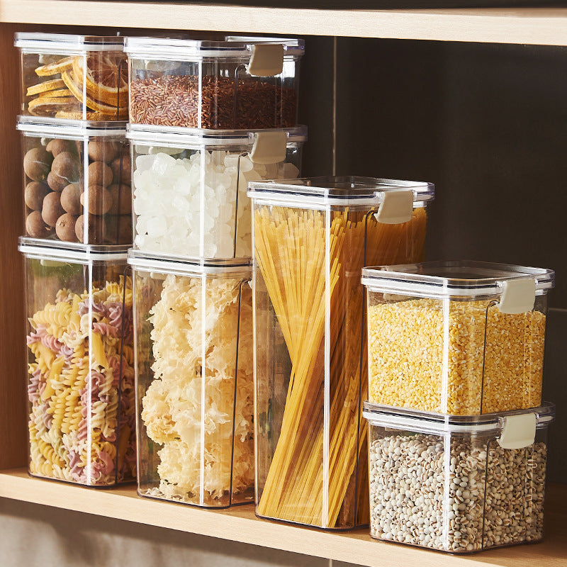 Food Grade Grains Sealed Plastic Cans Transparent Stackable Refrigerator Preservation Storage Box