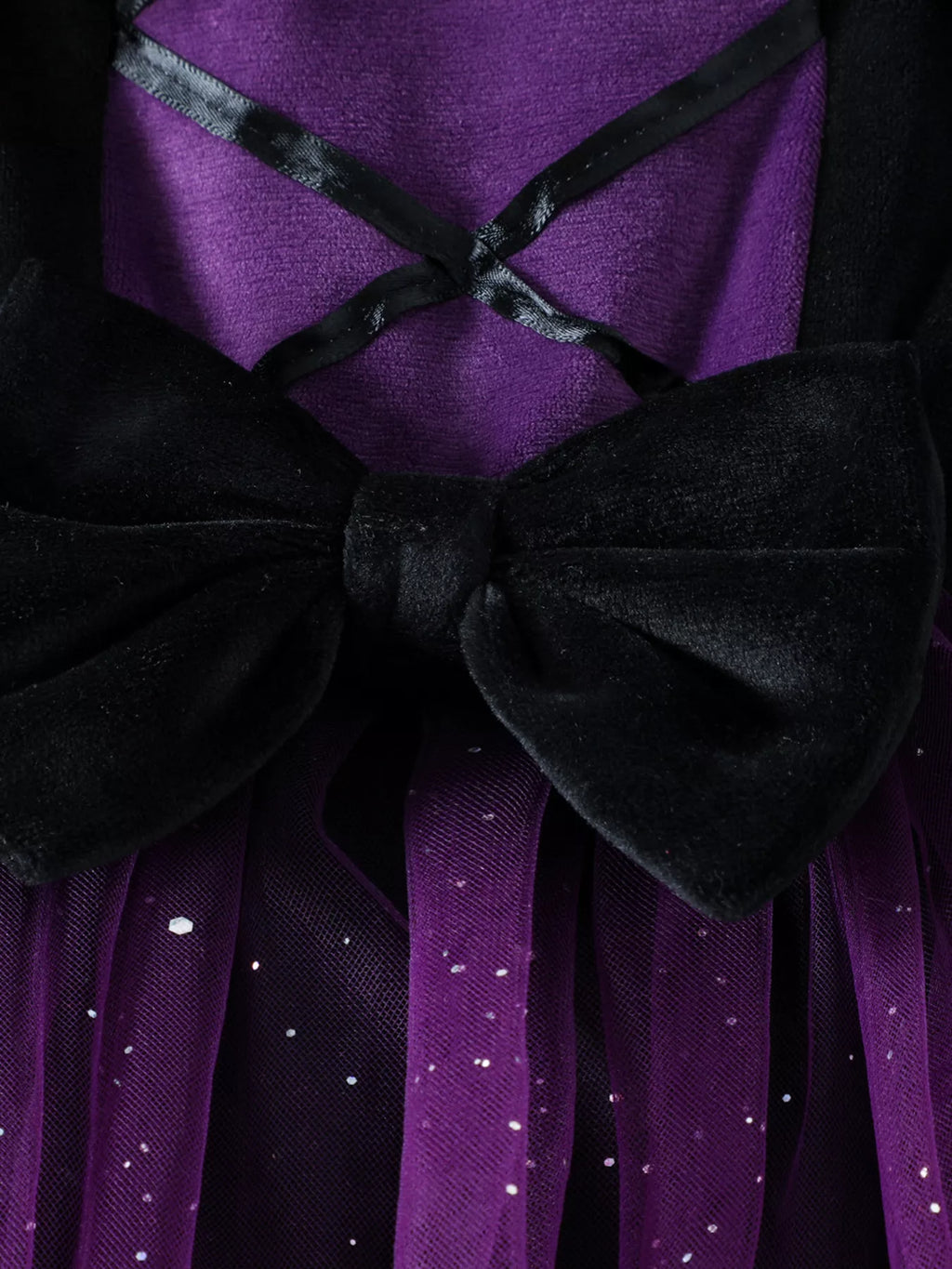 Children's Velvet Hooded Cape and Tulle Dress Halloween Witch Costume Set