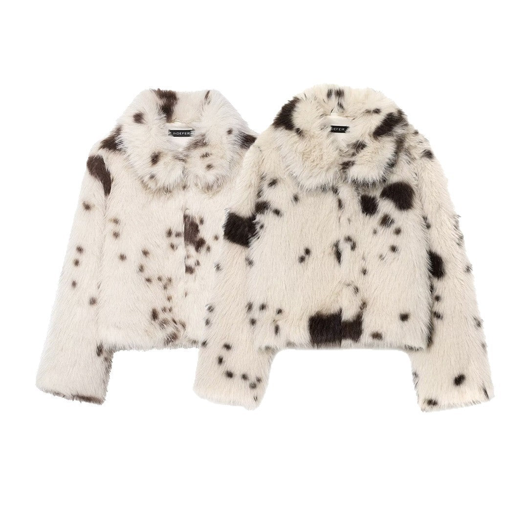 Artificial Fur Animal Pattern Coat For Women