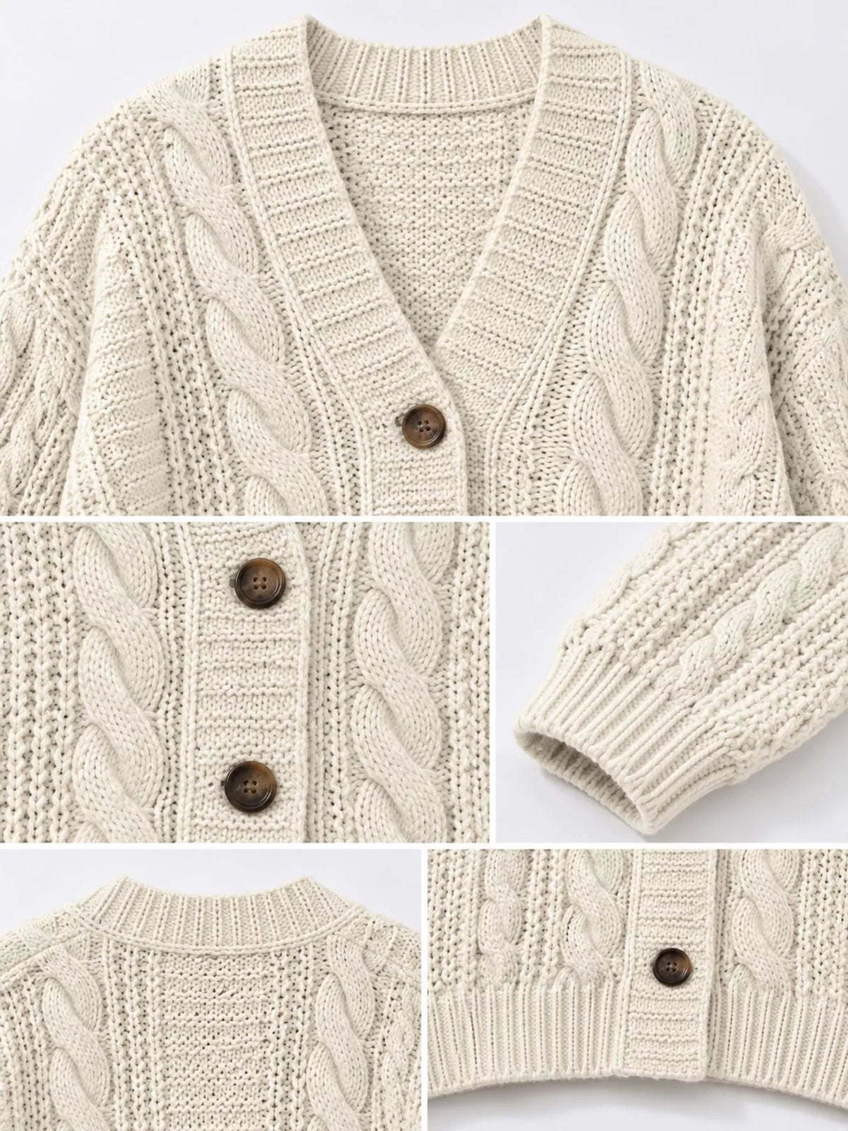 Cable Knit Button-Down Cardigan