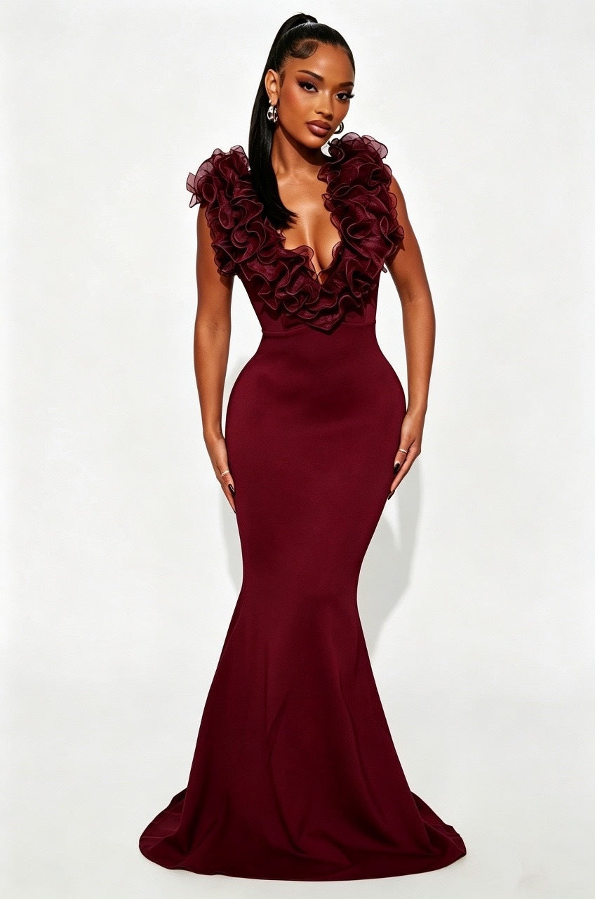 Women's Deep V-neck Backless Long Dress