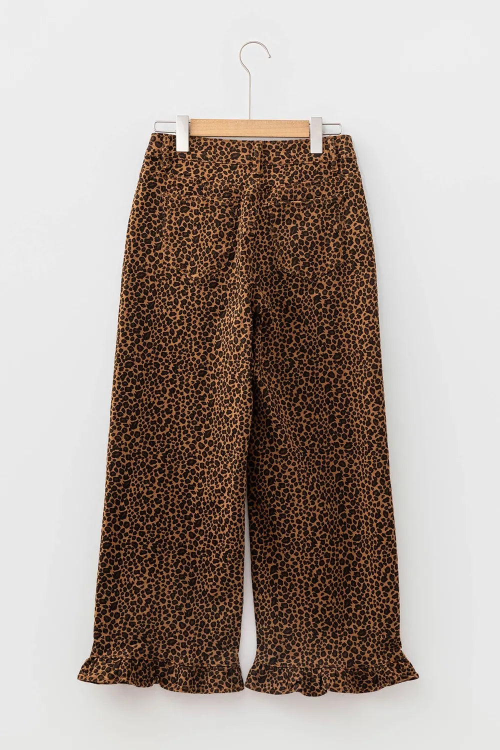 Leopard Print Ruffled Hem Shift Jeans