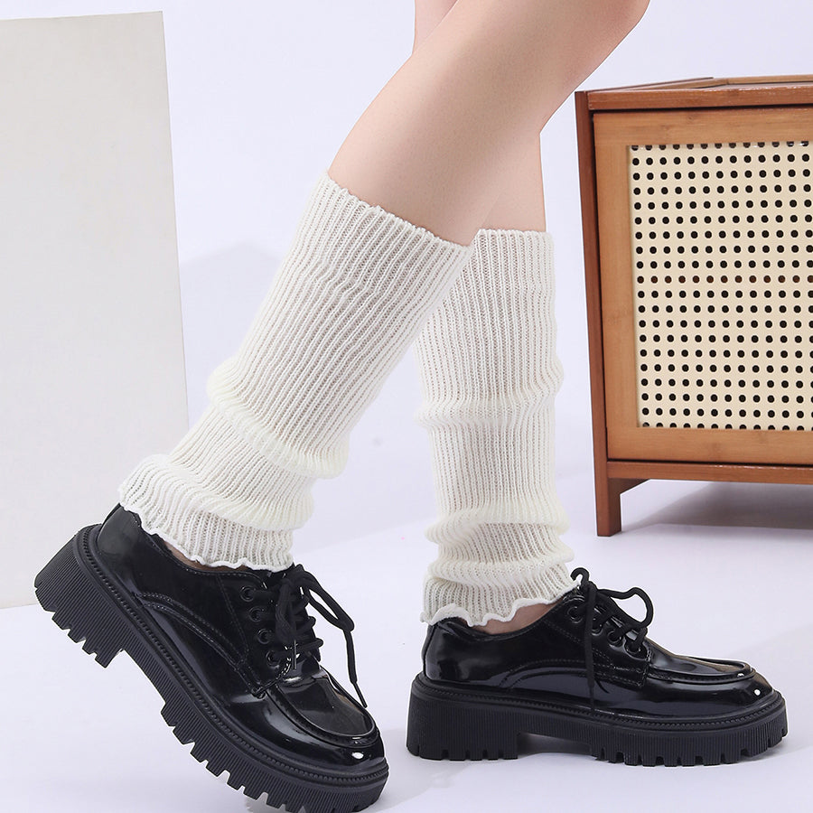 Winter Fashion Ribbed Knitted Hot Sale Harajuku Neon Long Socks Winter Boot Gaiters Clubwear Women Girls Japanese Lolita Leg Warmer