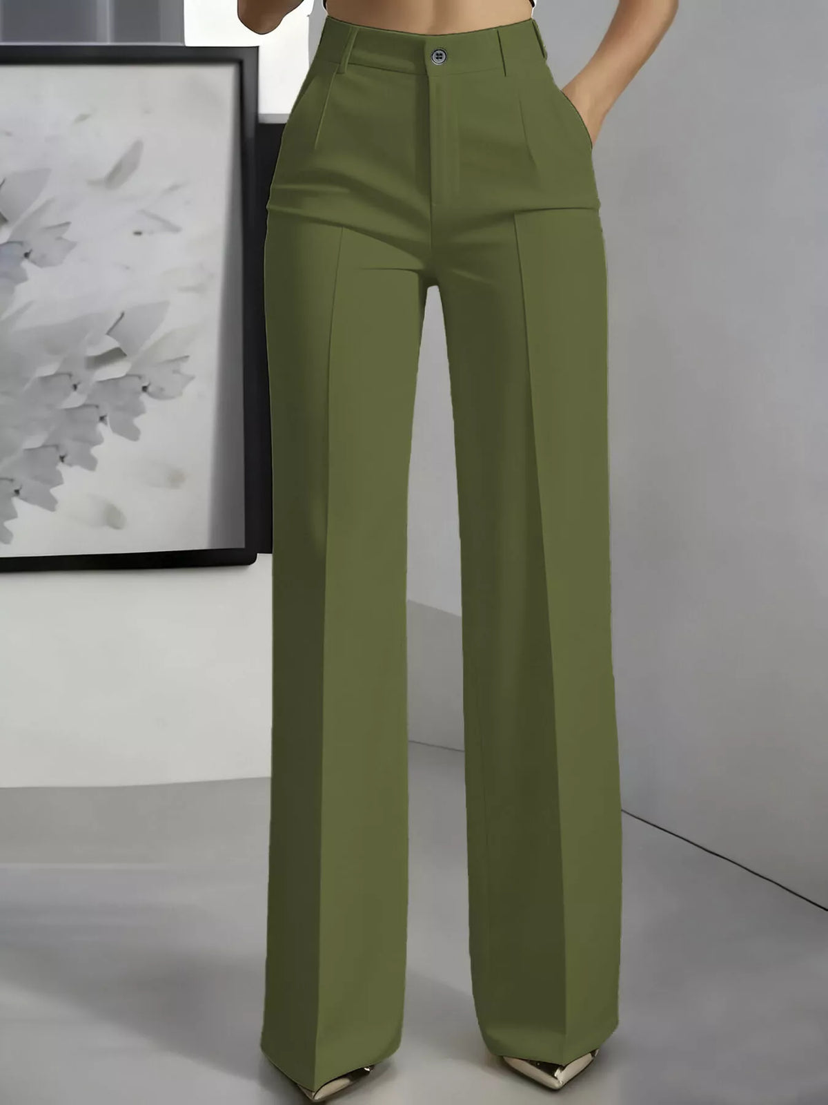 Full Size High-Waisted Wide-Leg Pants Plus Size
