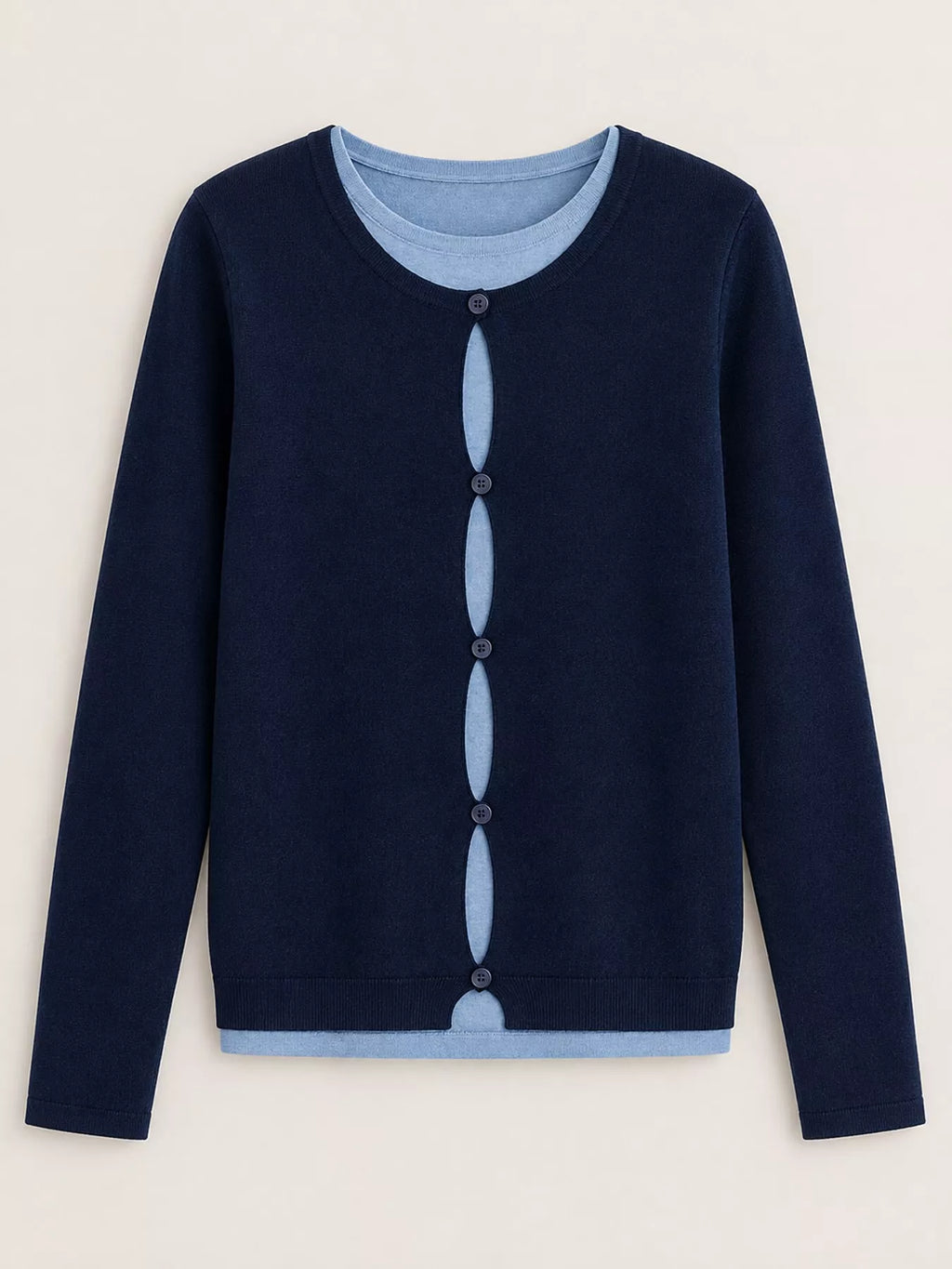 Layered Look Long Sleeve Knit Top