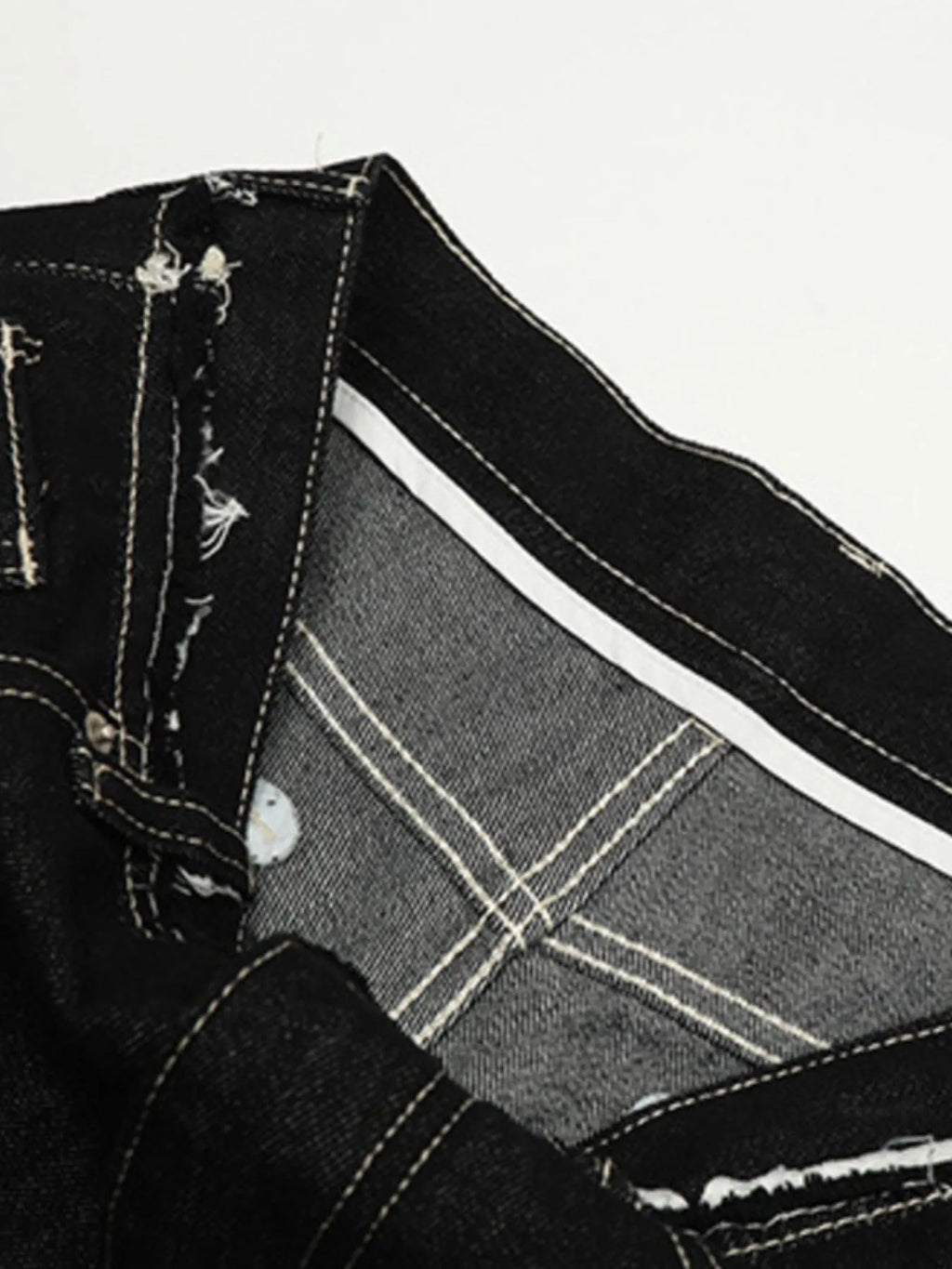 Men's Washed Frayed Hem Cuff Jeans
