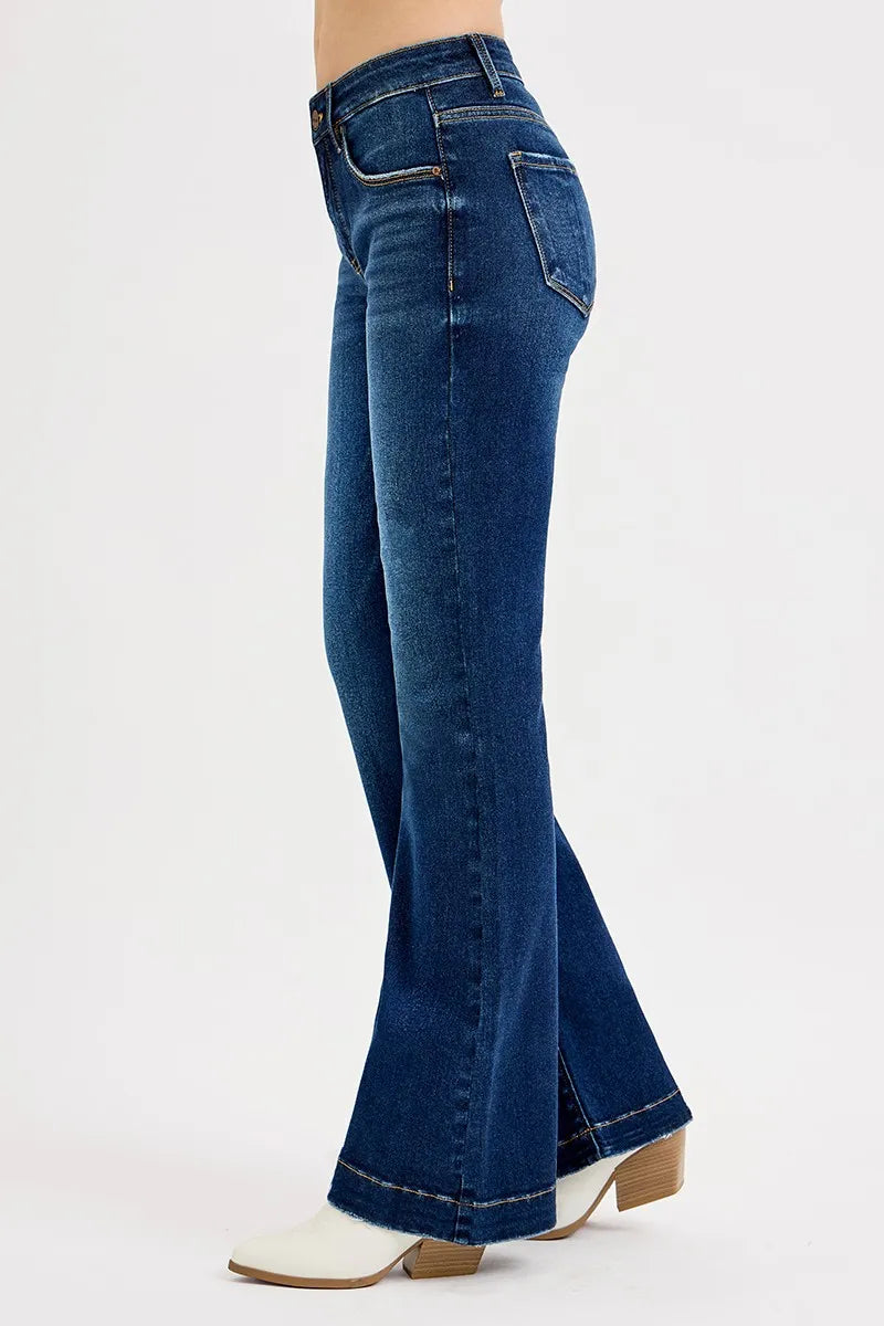 RISEN Full SIze Tummy Control Mid Rise Flare Jeans Plus SIze
