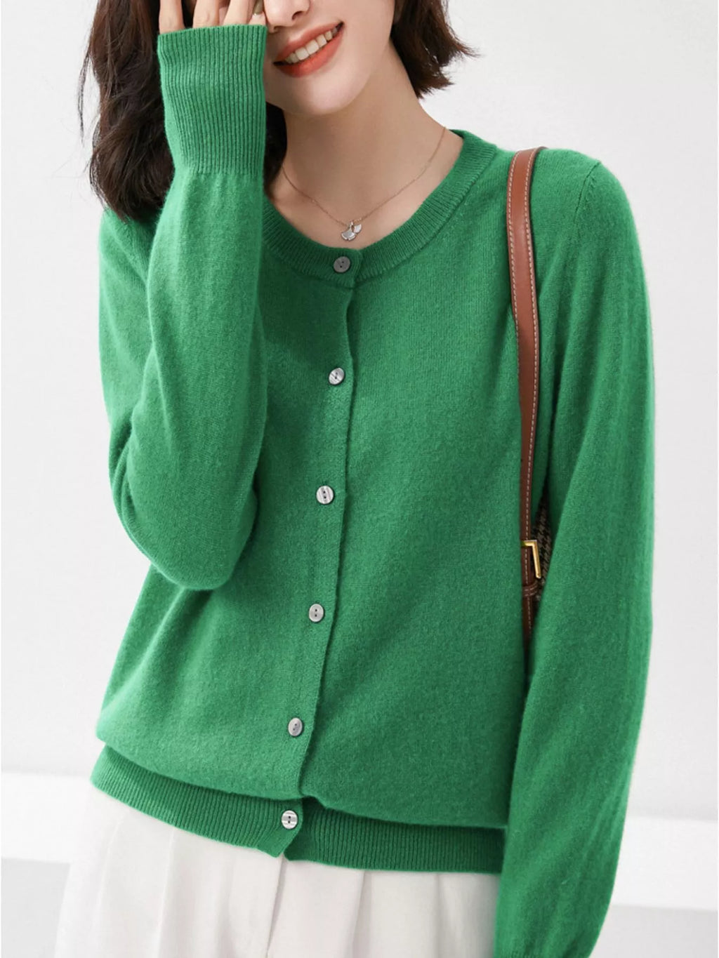 Classic Crew Neck Knit Cardigan