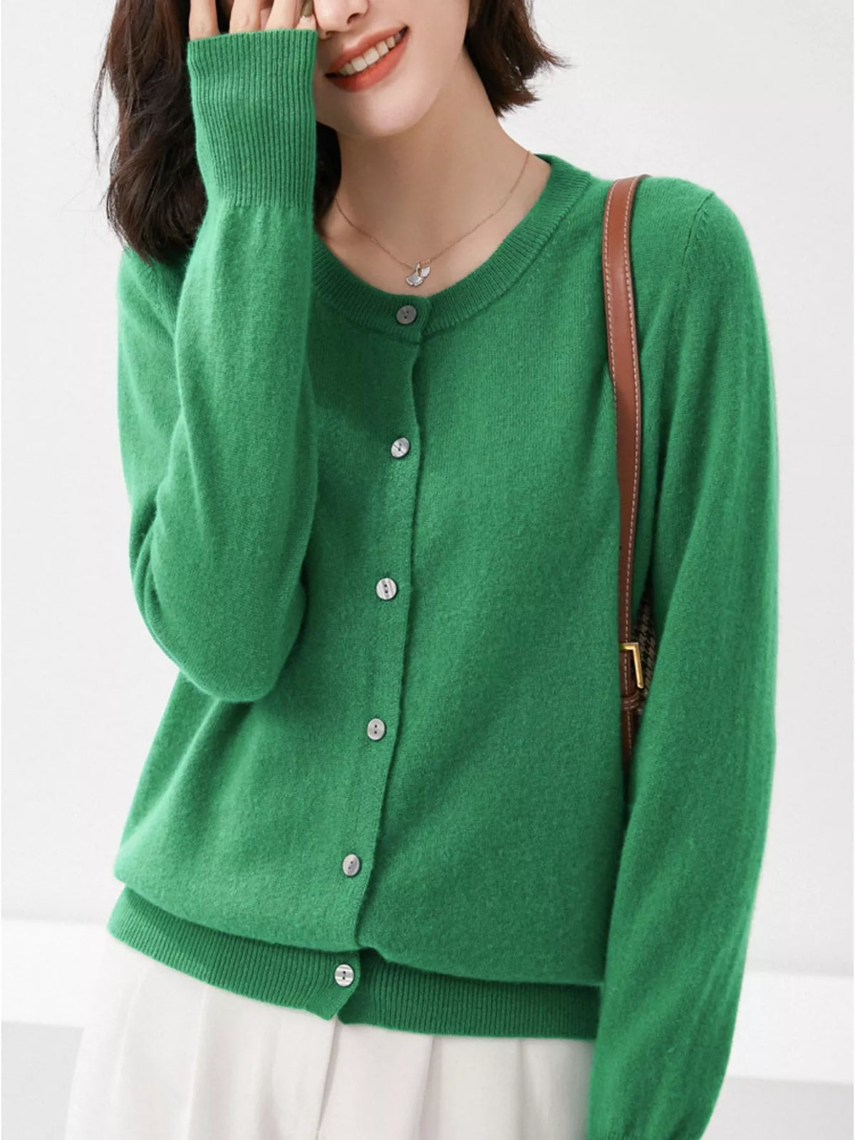 Classic Crew Neck Knit Cardigan