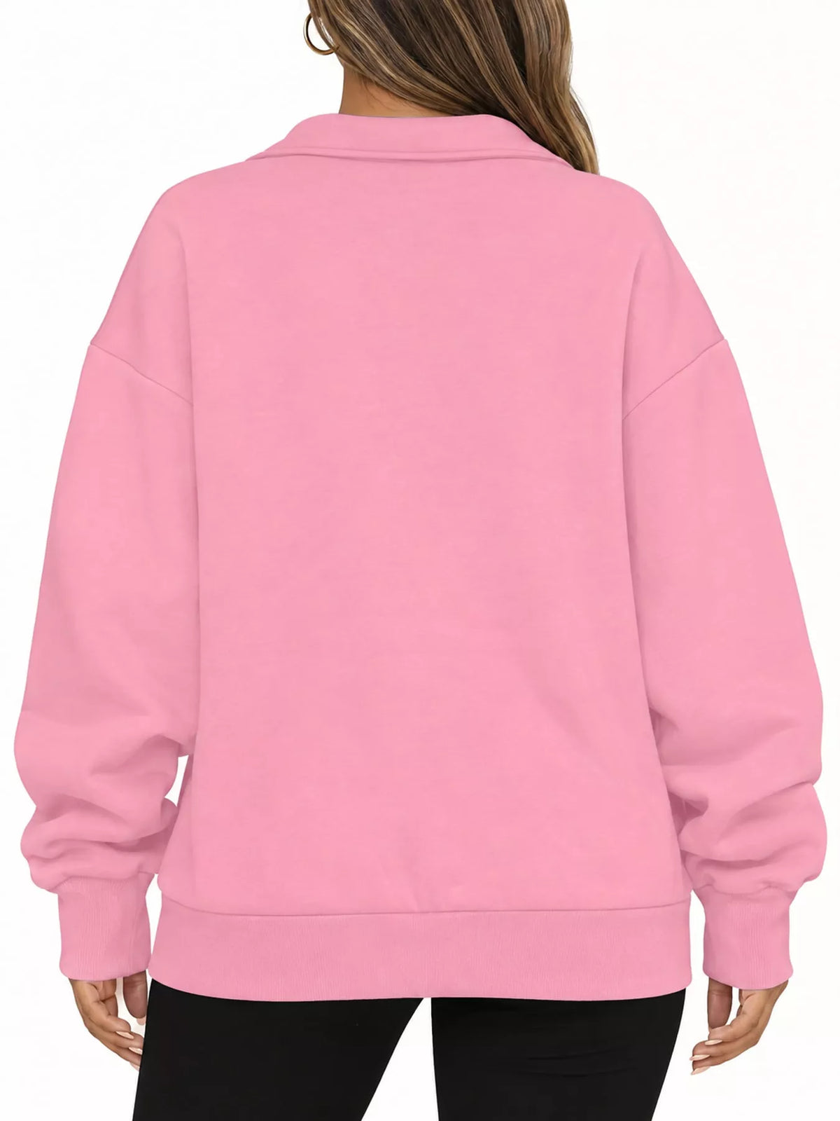 Full Size Quarter-Zip Dropped Shoulder Sweatshirt Plus Size