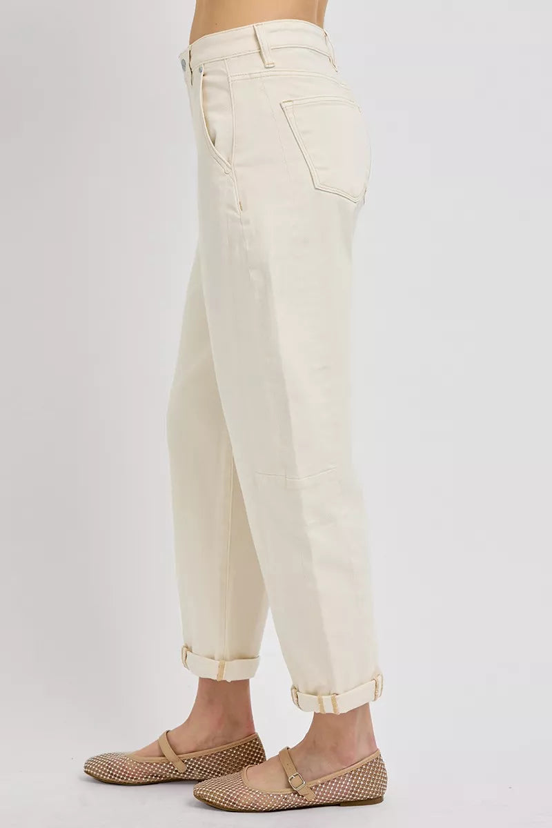 RISEN High Rise Relaxed Barrel Cuffed Jeans