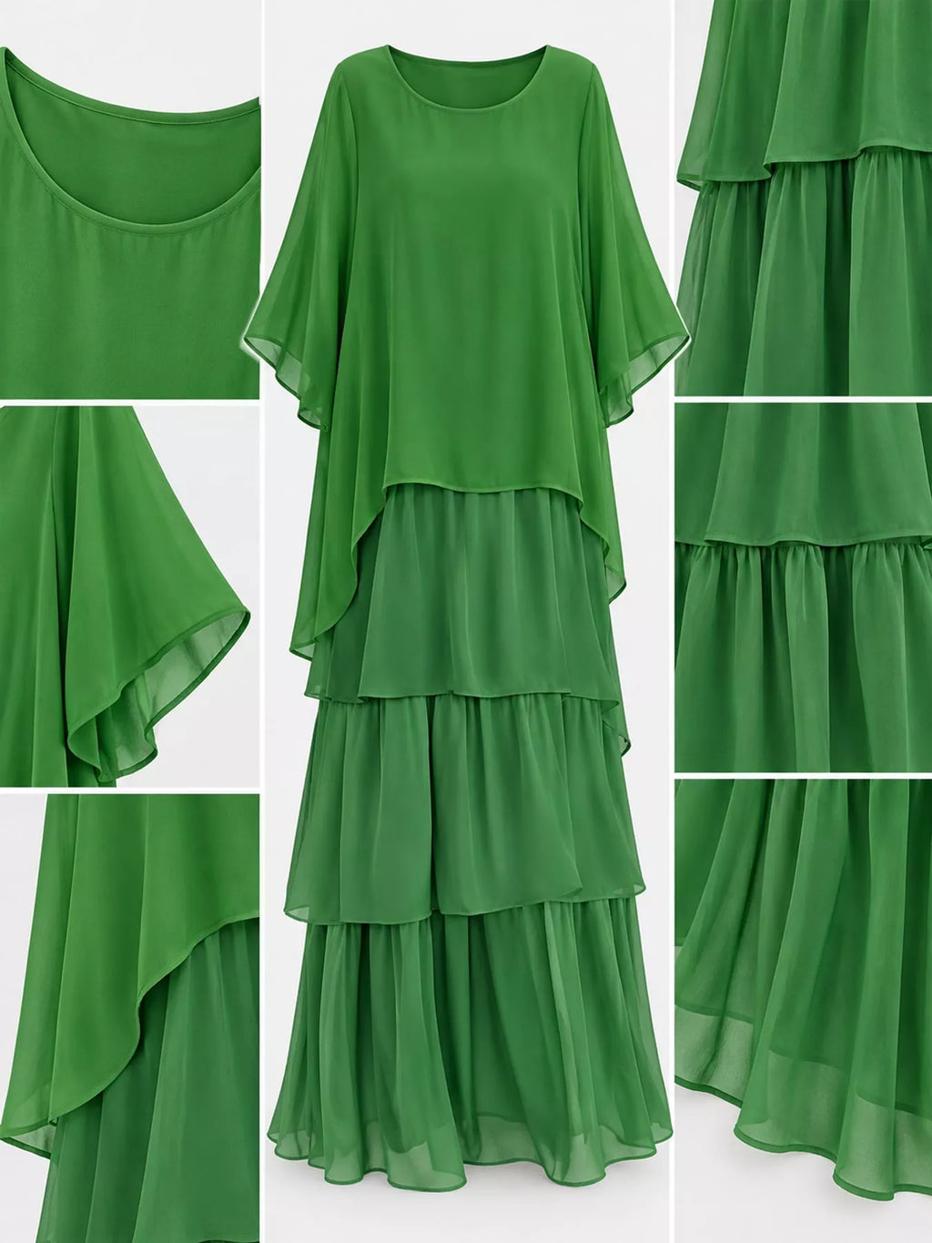 Full Size Layered Batwing Sleeve Maxi Dress Plus Size