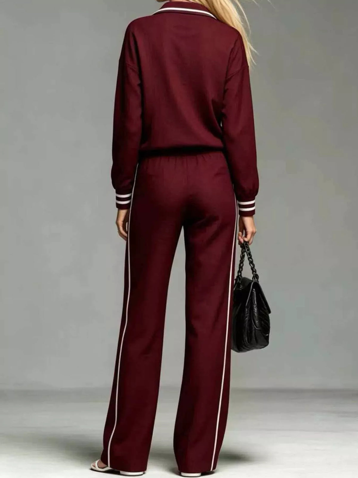 Striped Half Zip Top and Pants Set