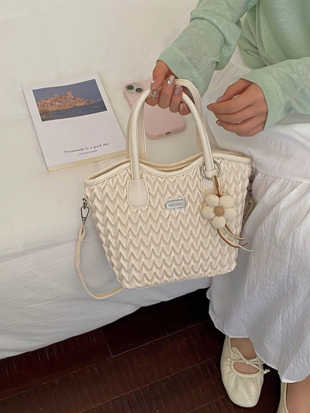 Top Handle Texture Crossbody Bag