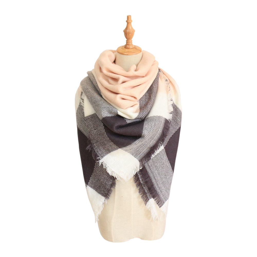 Plaid-print Versatile Neck Scarf Shawl