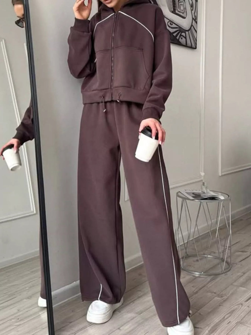 Fleece Zip-Up Hoodie and Joggers Set
