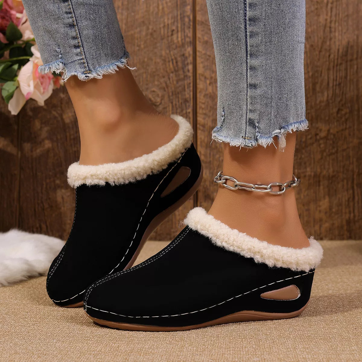 Cozy Plush Lined Wedge Slippers