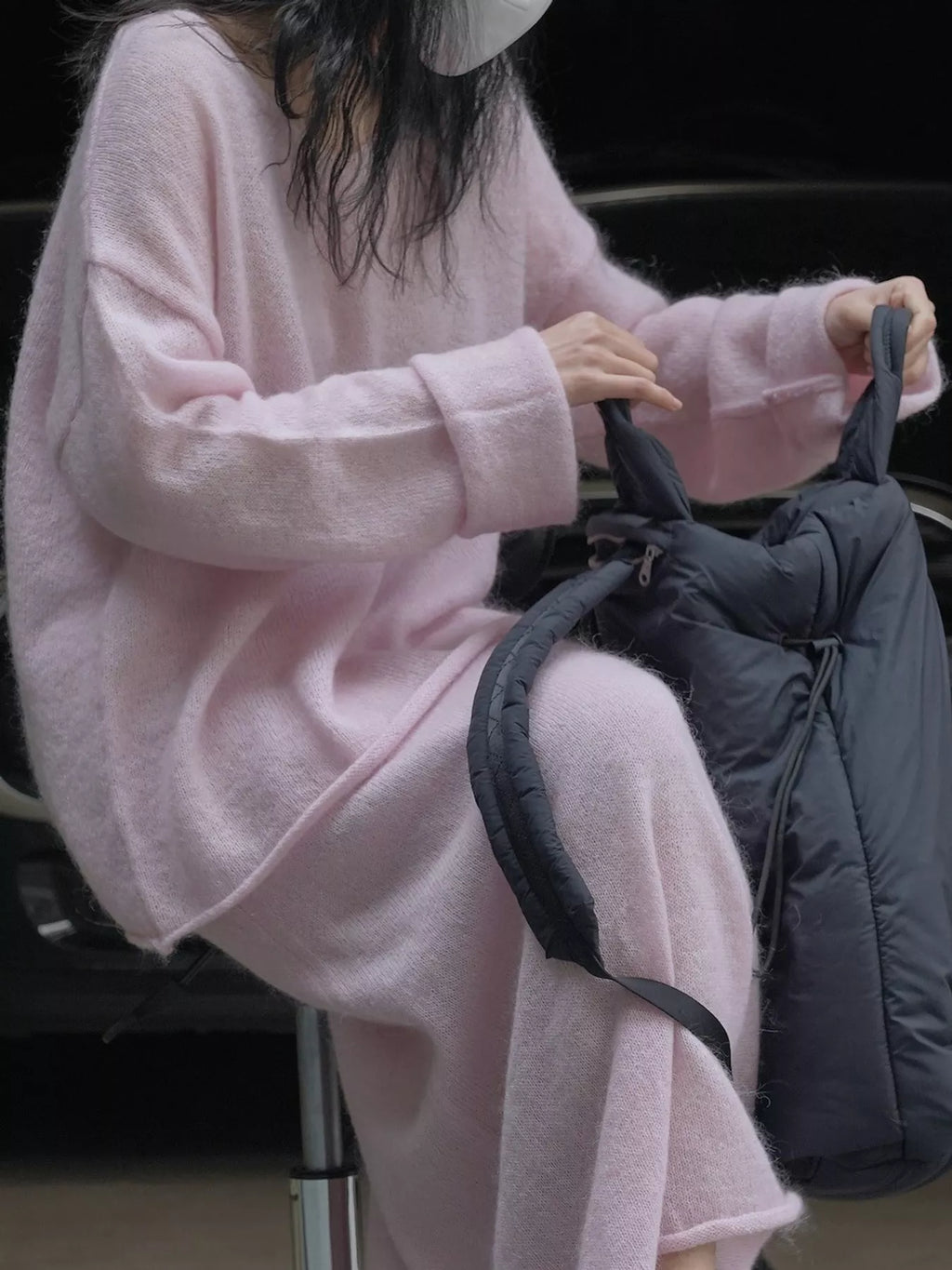 Round Neck Dropped Shoulder Sweater