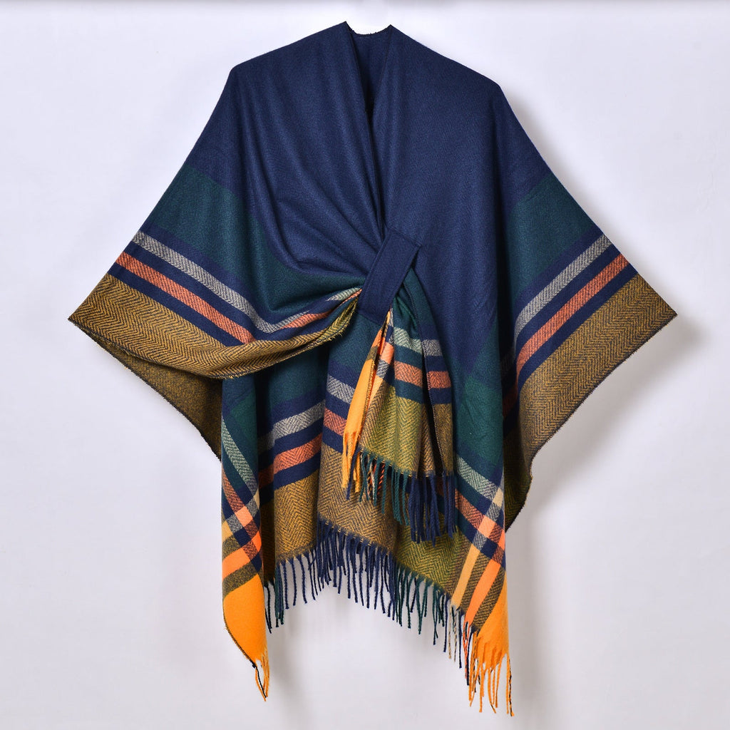 Adjustable Strap New European And American Classic Plaid Shawl